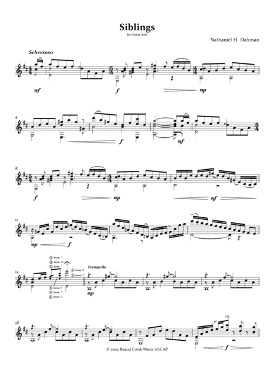Siblings Classical Guitar scores gallery preview page 1