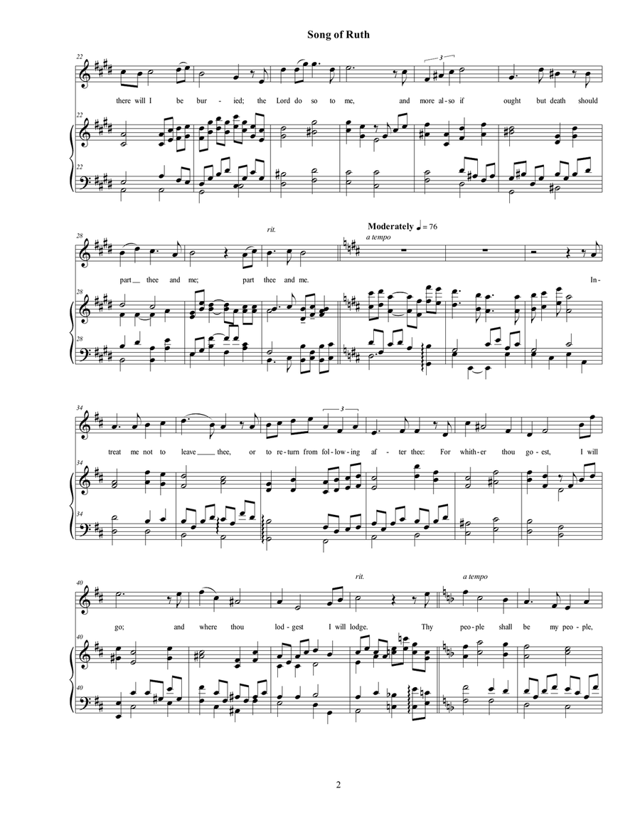 Song of Ruth (High Voice-piano and/or string quartet) Cello scores gallery preview page 3