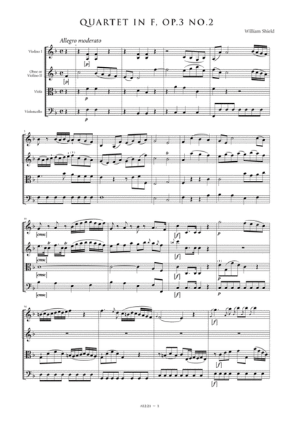 String Quartet in F major, Op. 3, No. 2 - Score Only