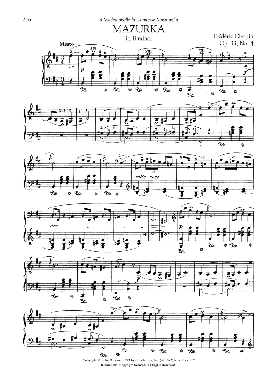 Mazurka in B minor, Op. 33, No. 4 Piano Solo scores gallery preview page 1