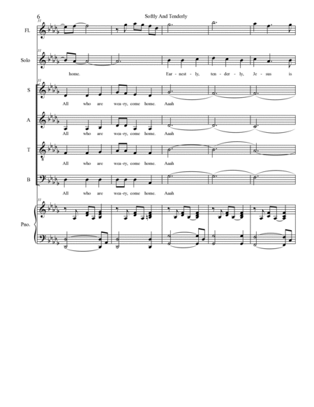 Softly And Tenderly (Solo with SATB) image number null