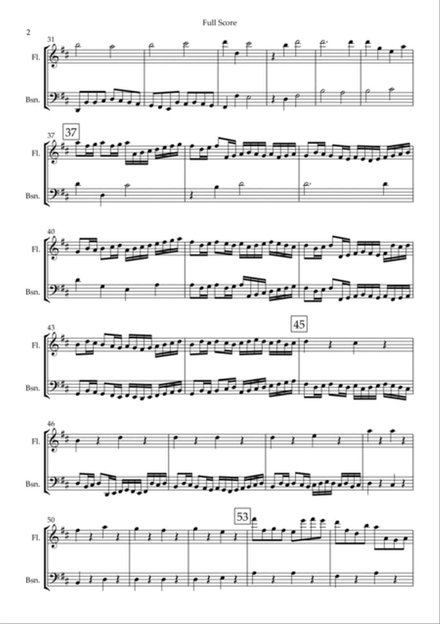 Canon in D Major (Johann Pachelbel) for Flute & Bassoon Duo Canon in D Major (Johann Pachelbel) for Flute & Bassoon Duo Woodwind Duet scores gallery preview page 2