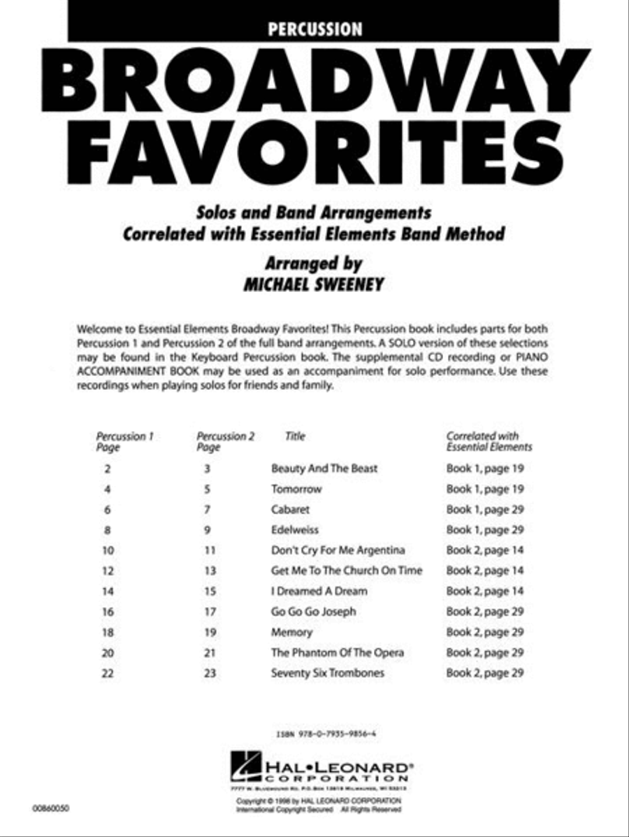Essential Elements Broadway Favorites Concert Band Methods scores gallery preview page 3
