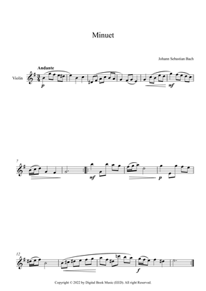 Book cover for Minuet (In D Minor) - Johann Sebastian Bach (Violin)
