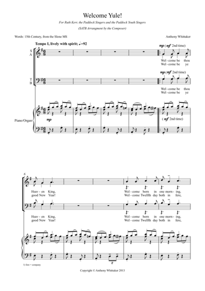 Welcome Yule! (SATB and Piano/Organ)
