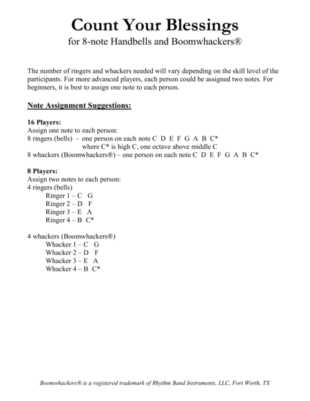 Count Your Blessings (for 8-note Bells and Boomwhackers with Black and White Notes) image number null