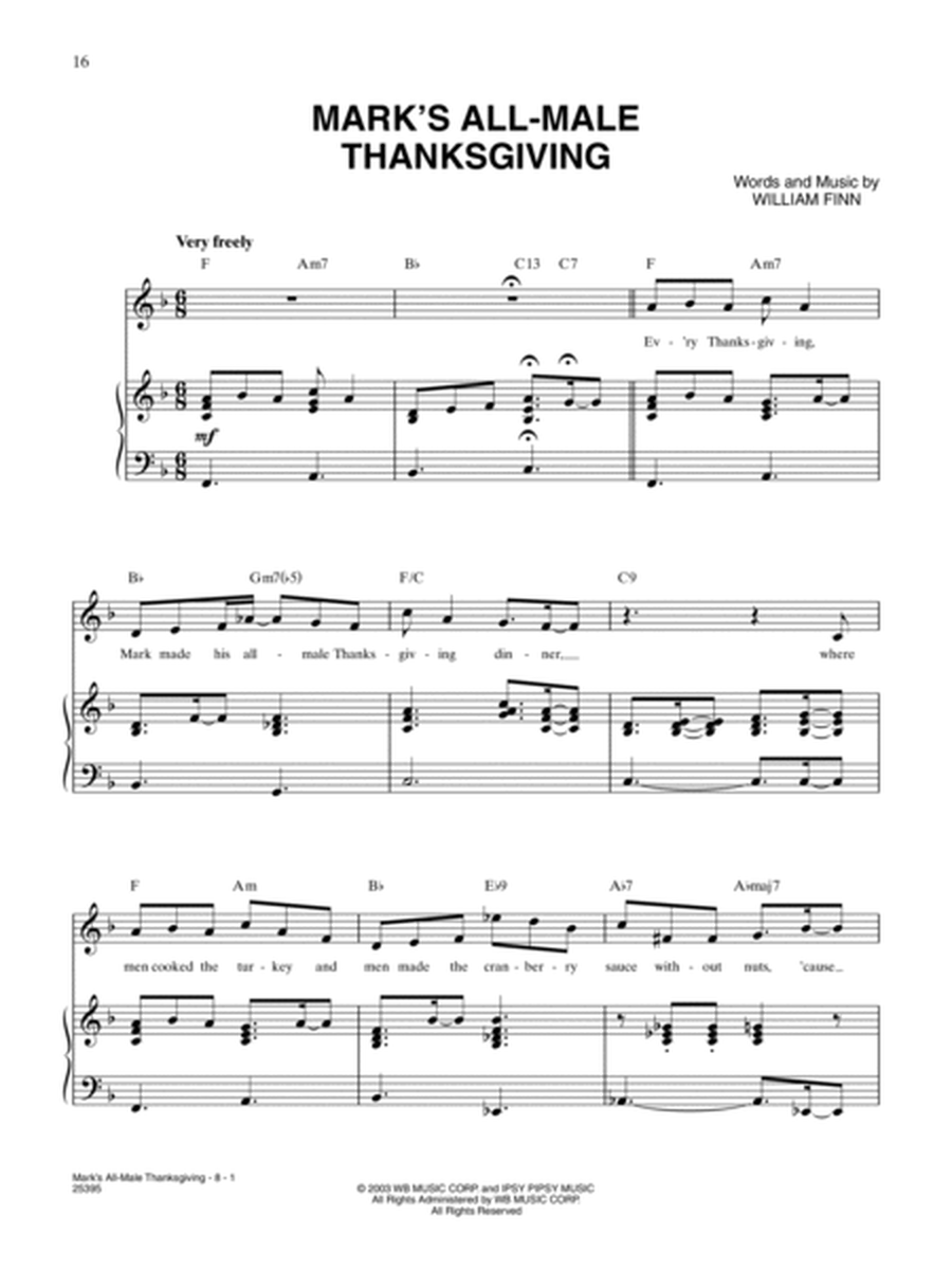 Mark's All-Male Thanksgiving (from "Elegies: A Song Cycle")