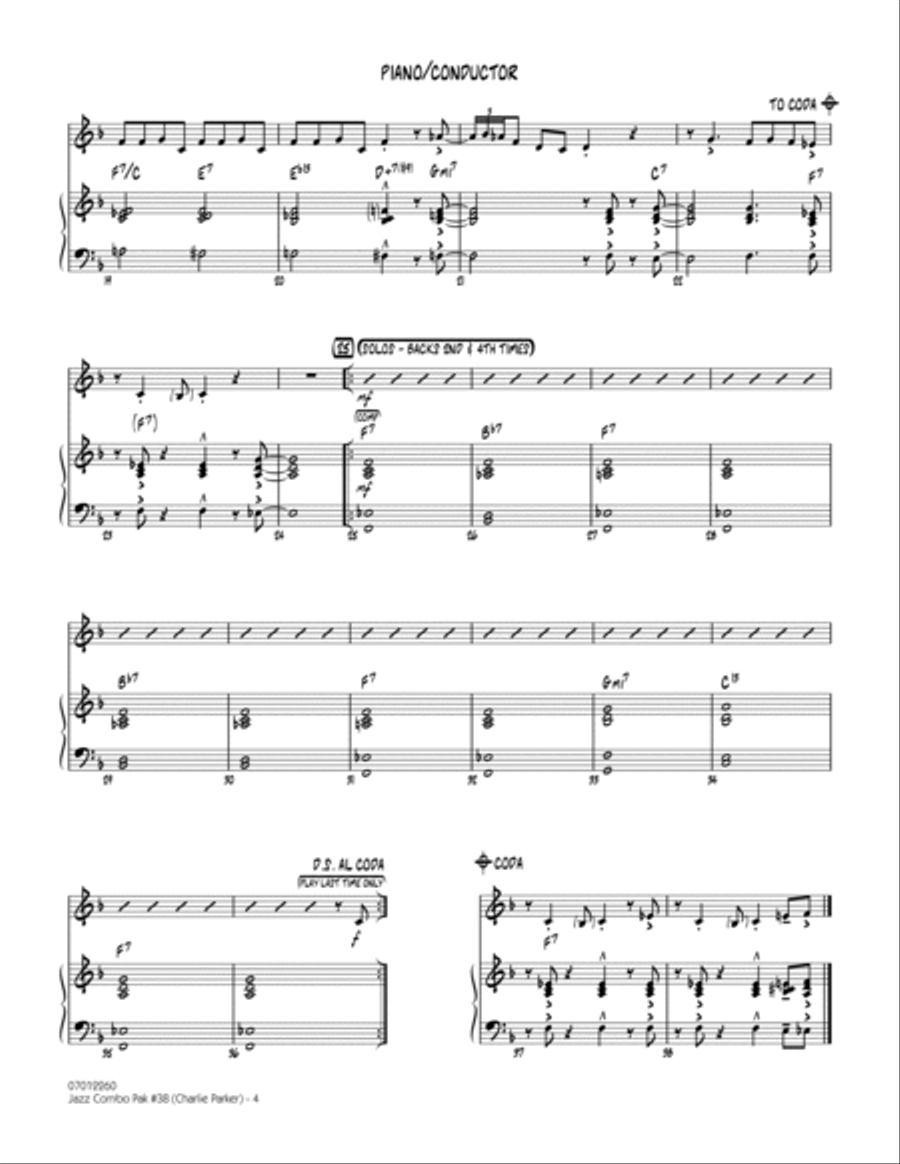 Jazz Combo Pak #38 (Charlie Parker) - Piano/Conductor Score Jazz Ensemble scores gallery preview page 4