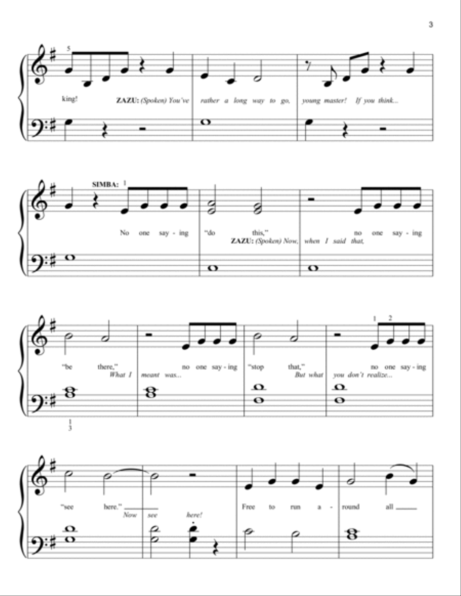 I Just Can't Wait To Be King (from The Lion King 2019) Easy Piano scores gallery preview page 3