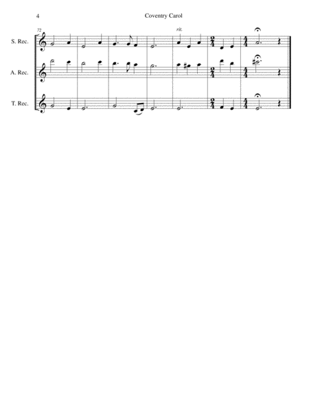 Coventry Carol for recorder trio (soprano, alto, tenor) image number null