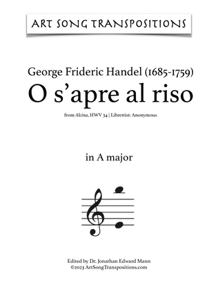 HANDEL: O s'apre al riso (original key + Baroque pitch key)