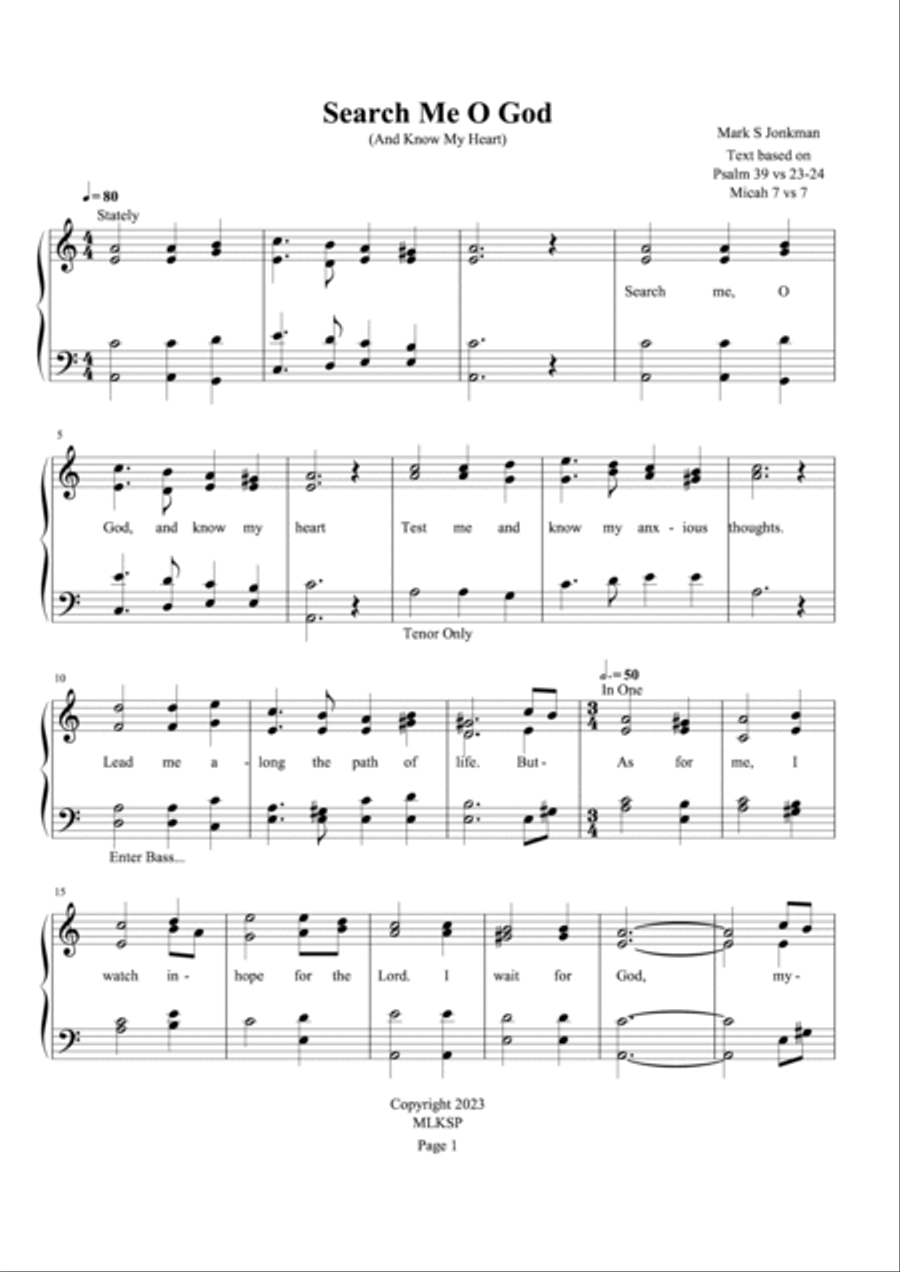 Search Me, O God 4-Part scores gallery preview page 2