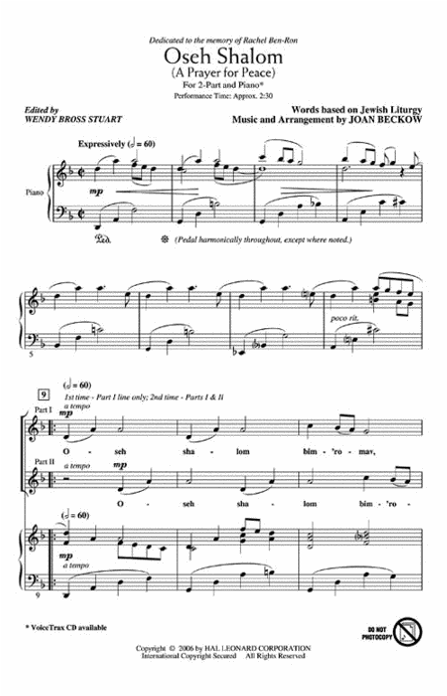Oseh Shalom Oseh Shalom 2-Part scores gallery preview page 2