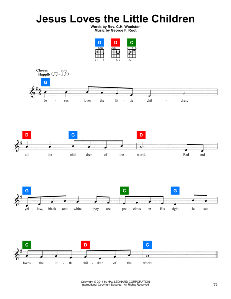 Jesus Loves The Little Children Guitar scores gallery preview page 1
