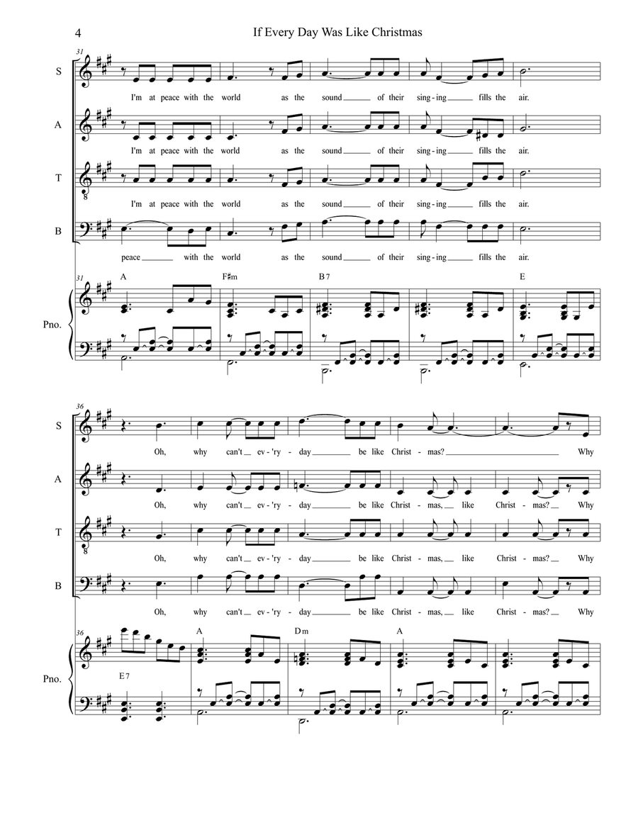 If Every Day Was Like Christmas 4-Part scores gallery preview page 4