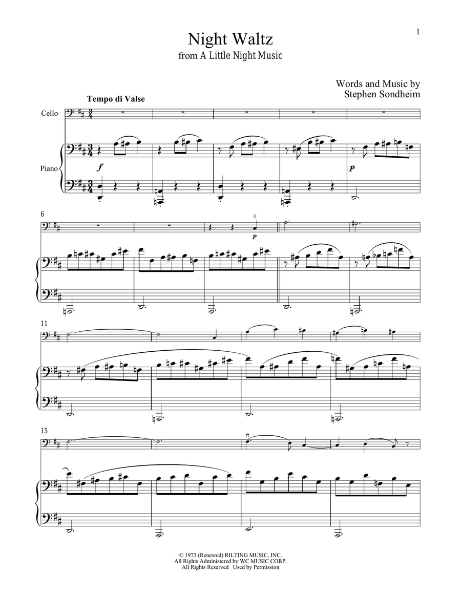 Night Waltz (from A Little Night Music) Piano scores gallery preview page 1