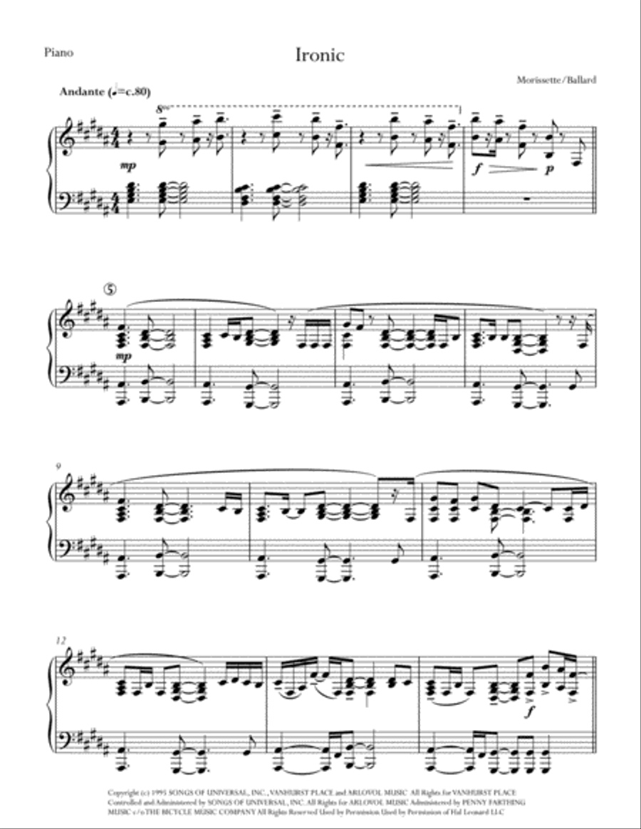 Ironic Ironic Piano Solo scores gallery preview page 2