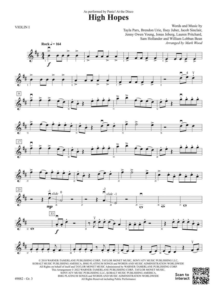 High Hopes: Violin 1 - Grade 3 String Orchestra scores gallery preview page 1