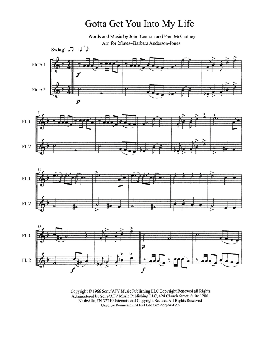 Got To Get You Into My Life Flute Duet scores gallery preview page 2