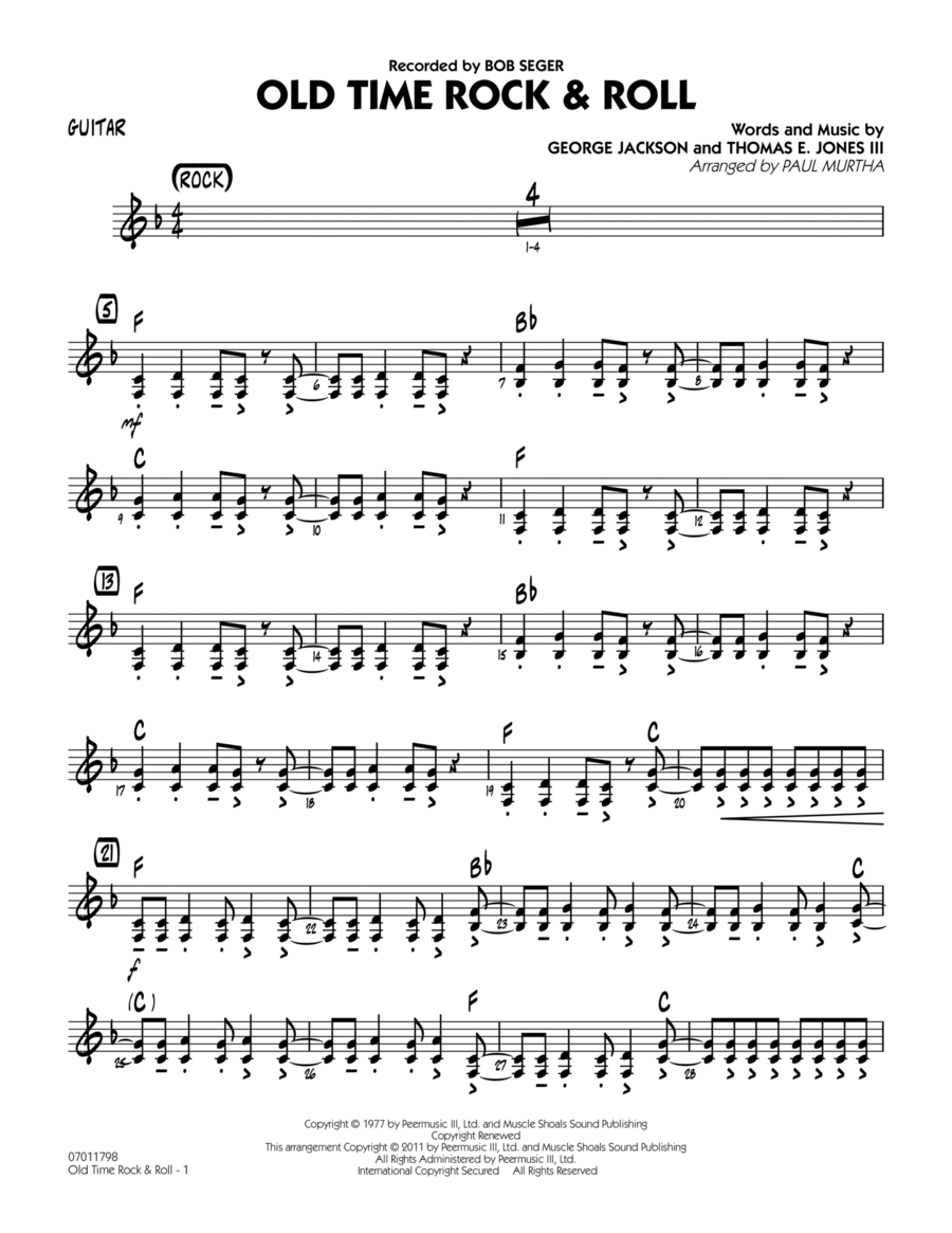 Old Time Rock & Roll - Guitar Jazz Ensemble scores gallery preview page 1