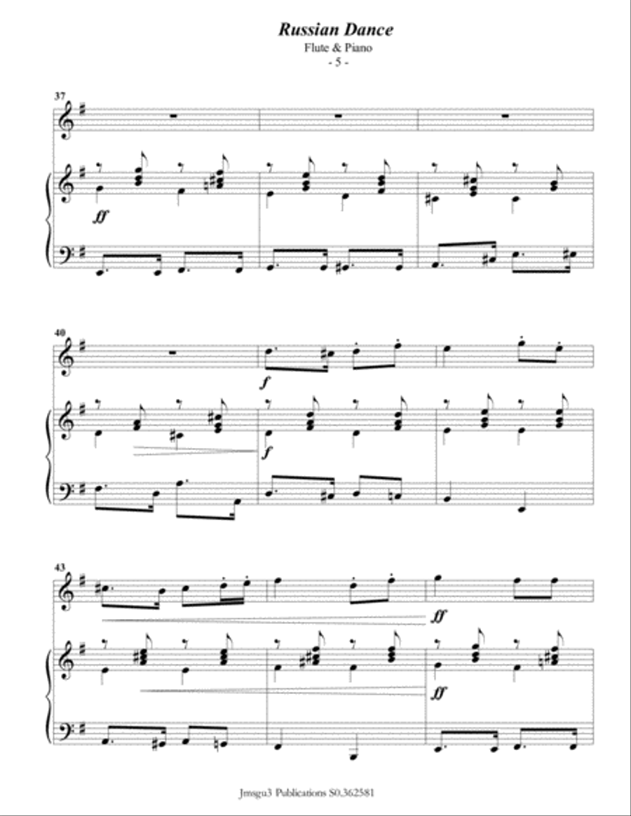Tchaikovsky: Russian Dance from Nutcracker Suite for Flute & Piano Flute Solo scores gallery preview page 5