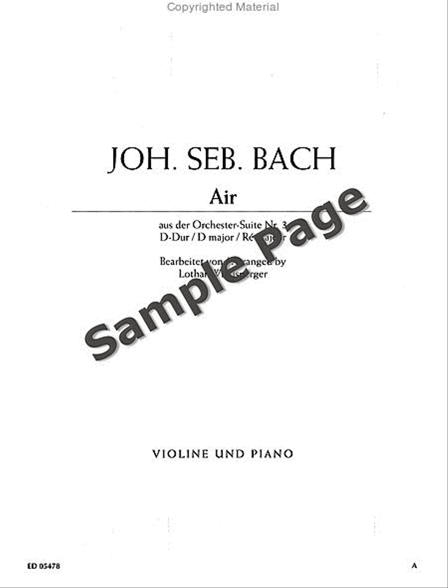 Air from the Orchestral Suite No. 3 in D, BWV 1068 Violin Solo scores gallery preview page 2
