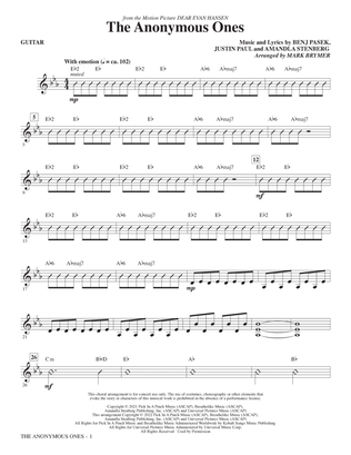 Book cover for The Anonymous Ones (from Dear Evan Hansen) (arr. Mark Brymer) - Guitar