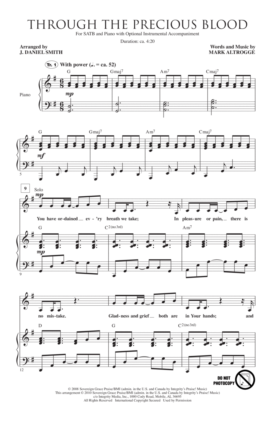 Through The Precious Blood 4-Part scores gallery preview page 1