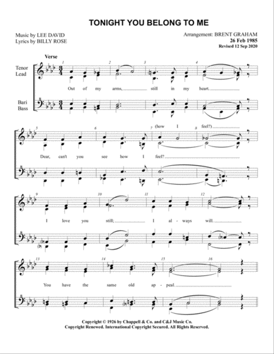 Tonight You Belong To Me Tonight You Belong To Me SSAA scores gallery preview page 1