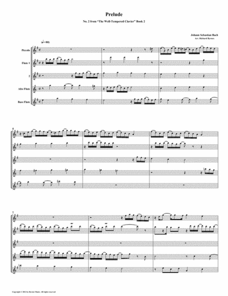 Prelude 02 from Well-Tempered Clavier, Book 2 (Flute Quintet) image number null