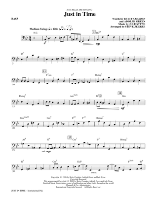 Book cover for Just In Time (from Bells Are Ringing) (arr. Steve Zegree) - Bass
