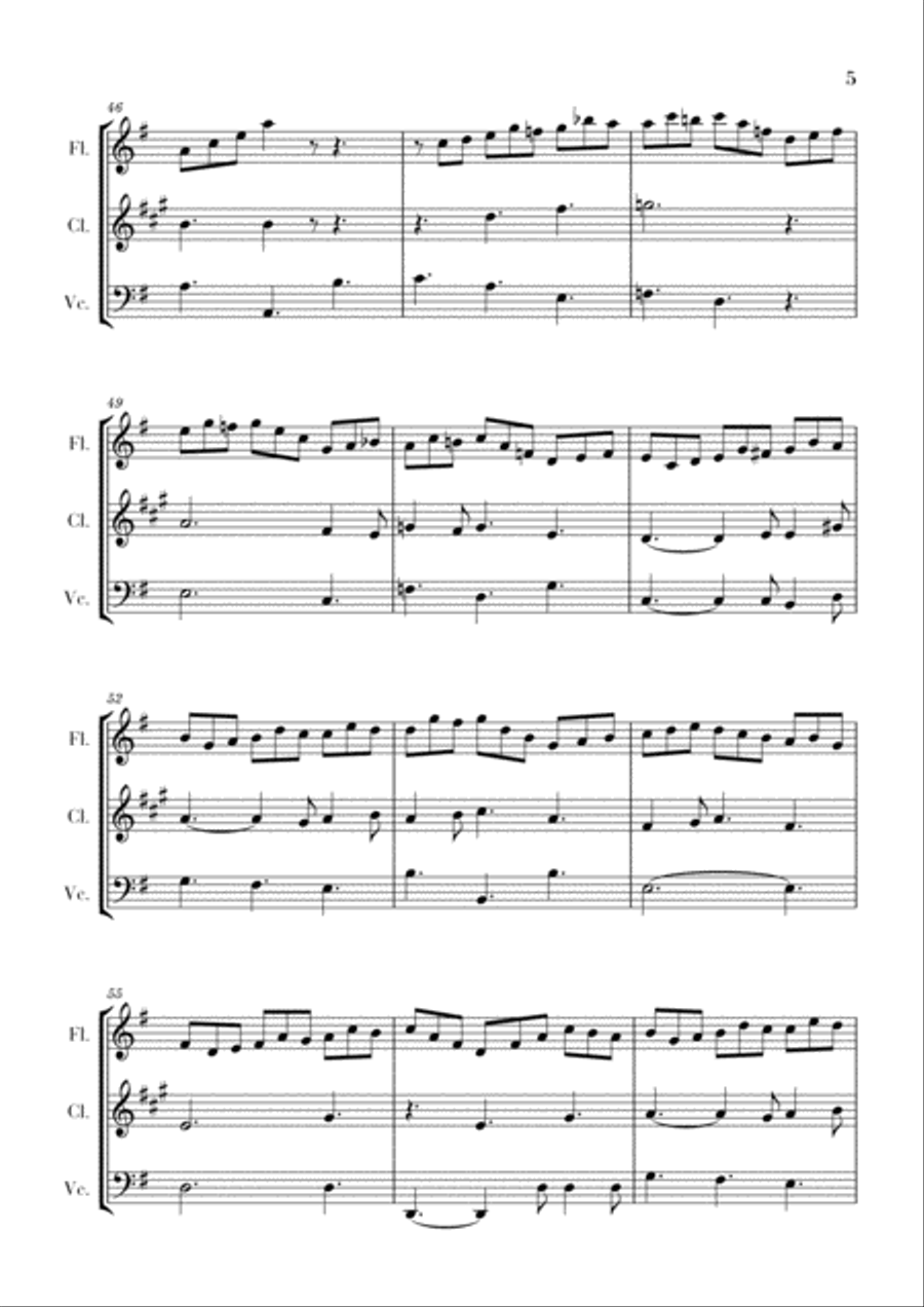 Bach - Jesus bleibet meine Freude for Flute, Clarinet and Cello Small Ensemble scores gallery preview page 5