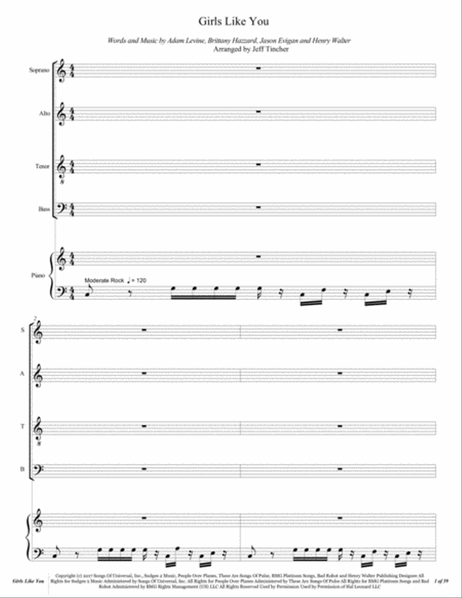 Girls Like You 4-Part scores gallery preview page 2