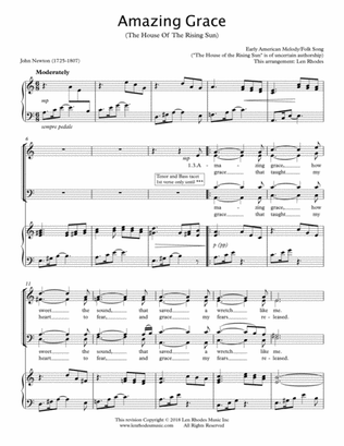 Amazing Grace (The House Of The Rising Sun) - SATB Choir and Piano