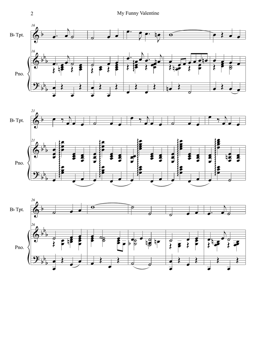 My Funny Valentine My Funny Valentine Trumpet Solo scores gallery preview page 2