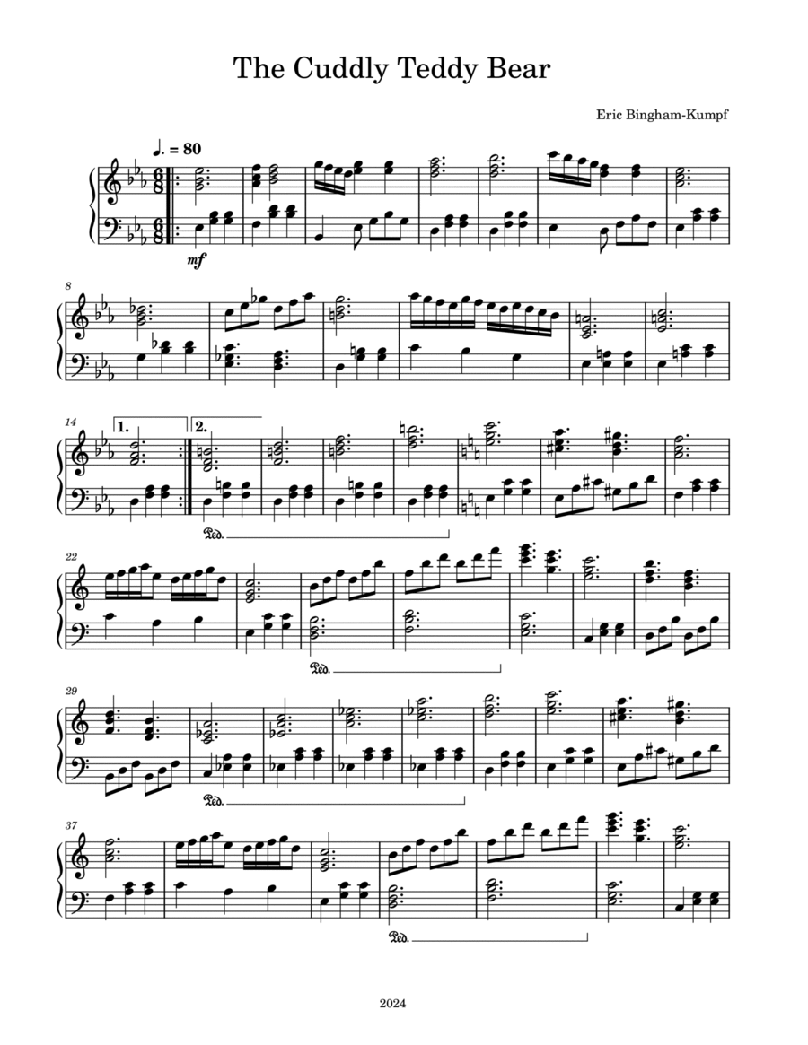The Cuddly Teddy Bear Piano Solo scores gallery preview page 1