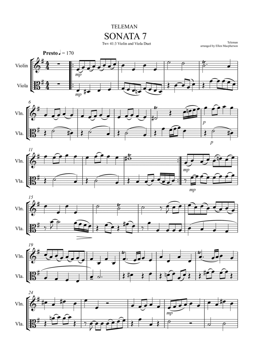 Violin and Viola Duet - "Presto" by Teleman image number null