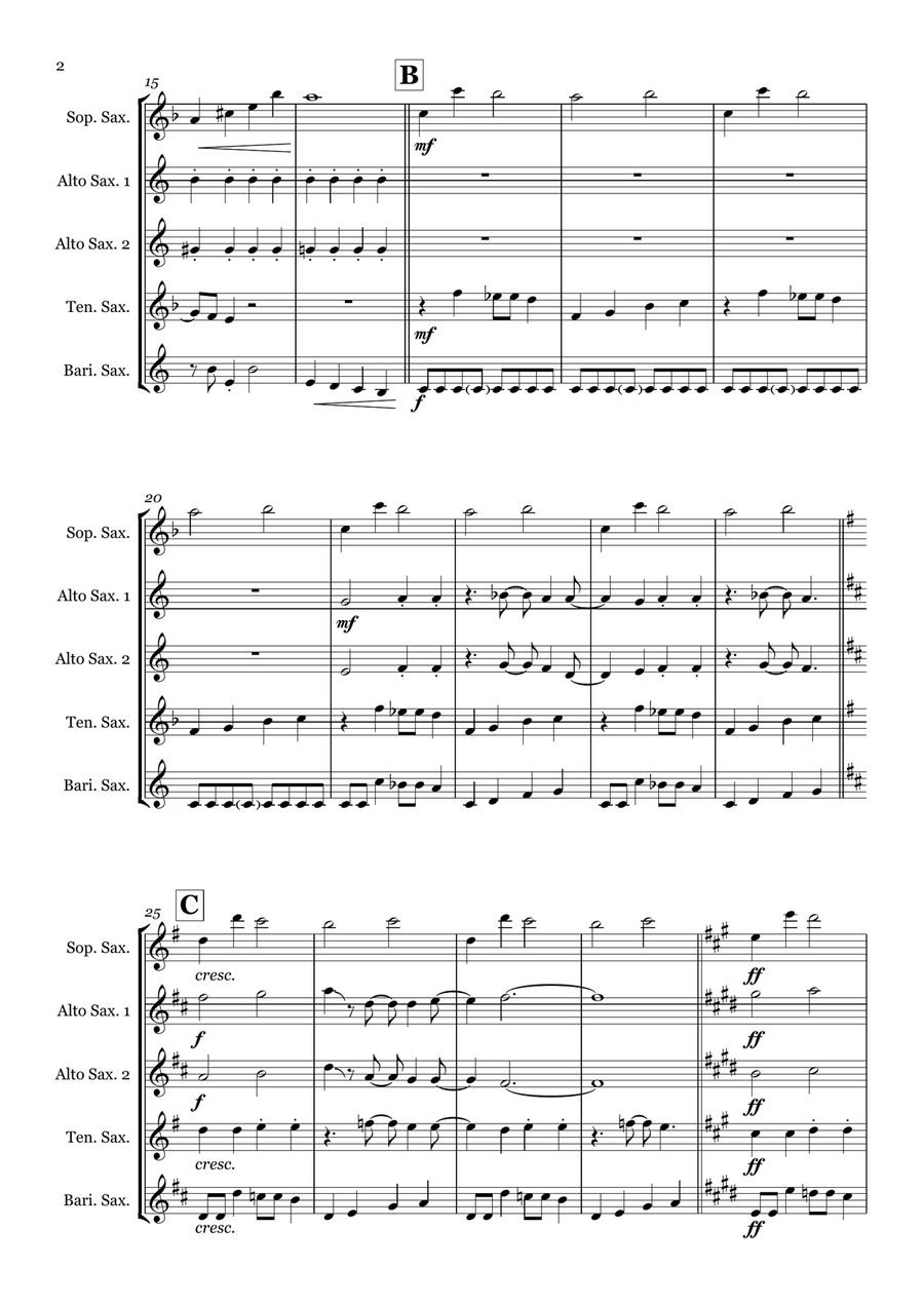 Good Vibrations by The Beach Boys Saxophone Quintet - Digital Sheet Music page 2