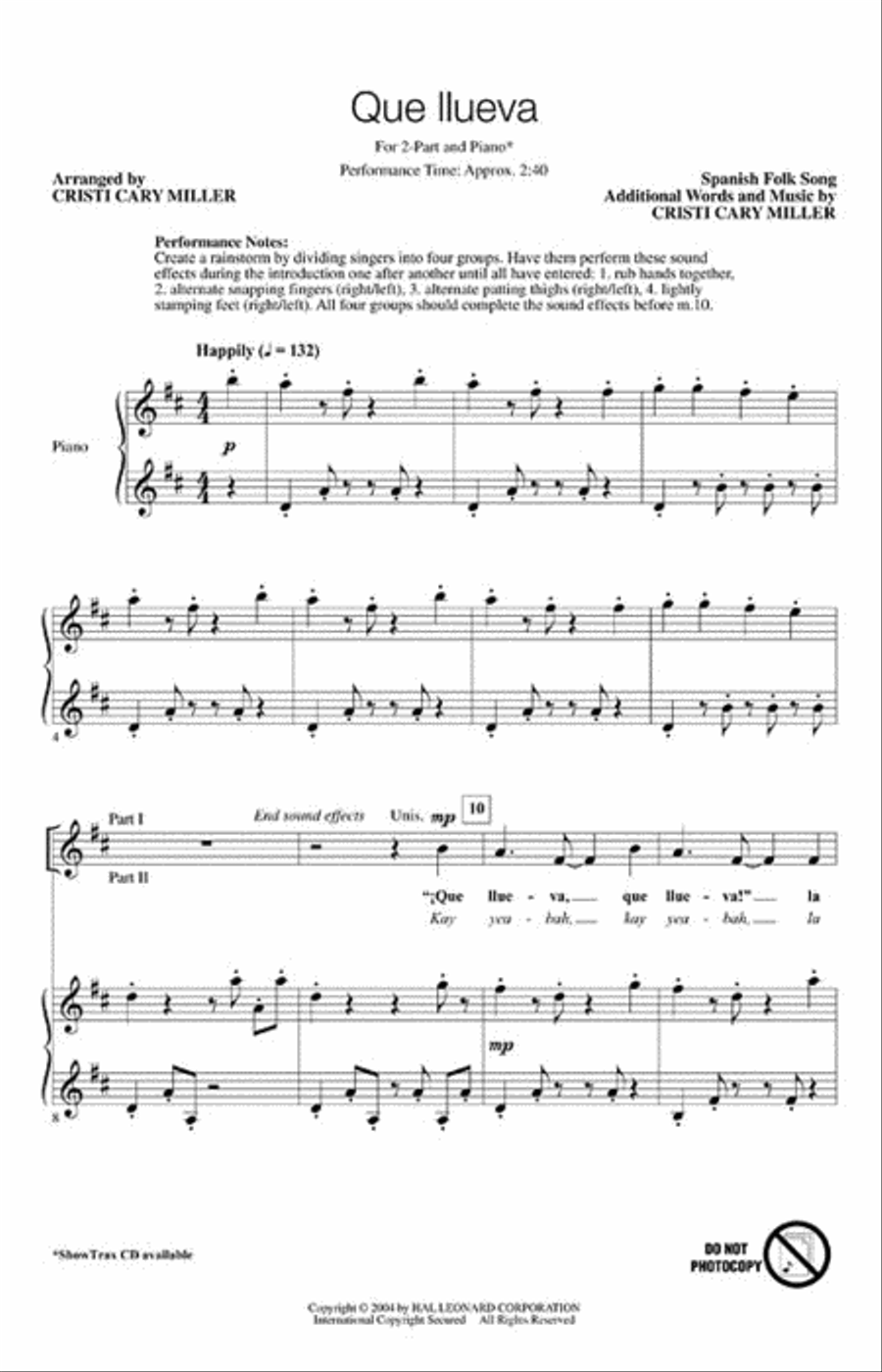 Que Llueva 2-Part scores gallery preview page 2
