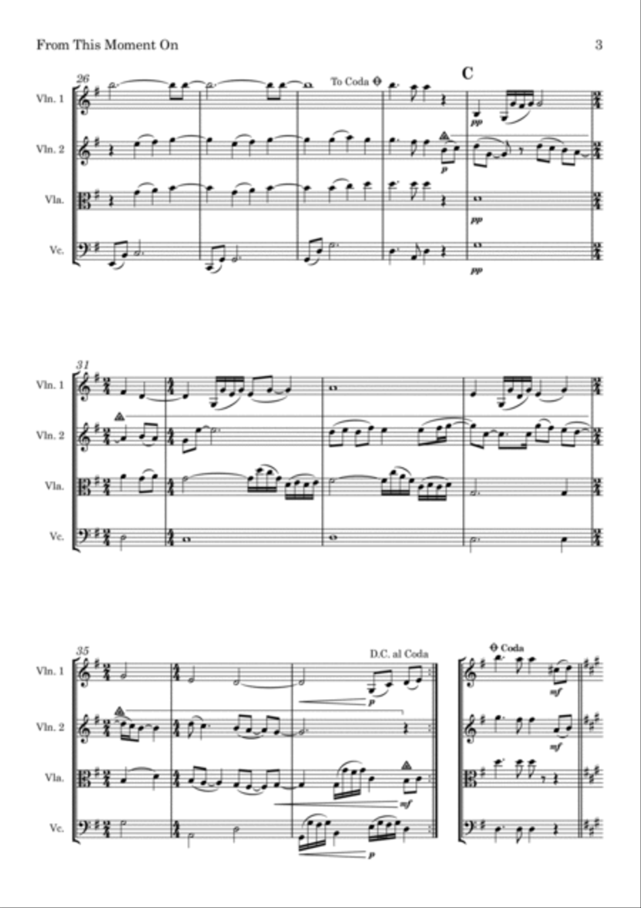 From This Moment On String Quartet scores gallery preview page 3