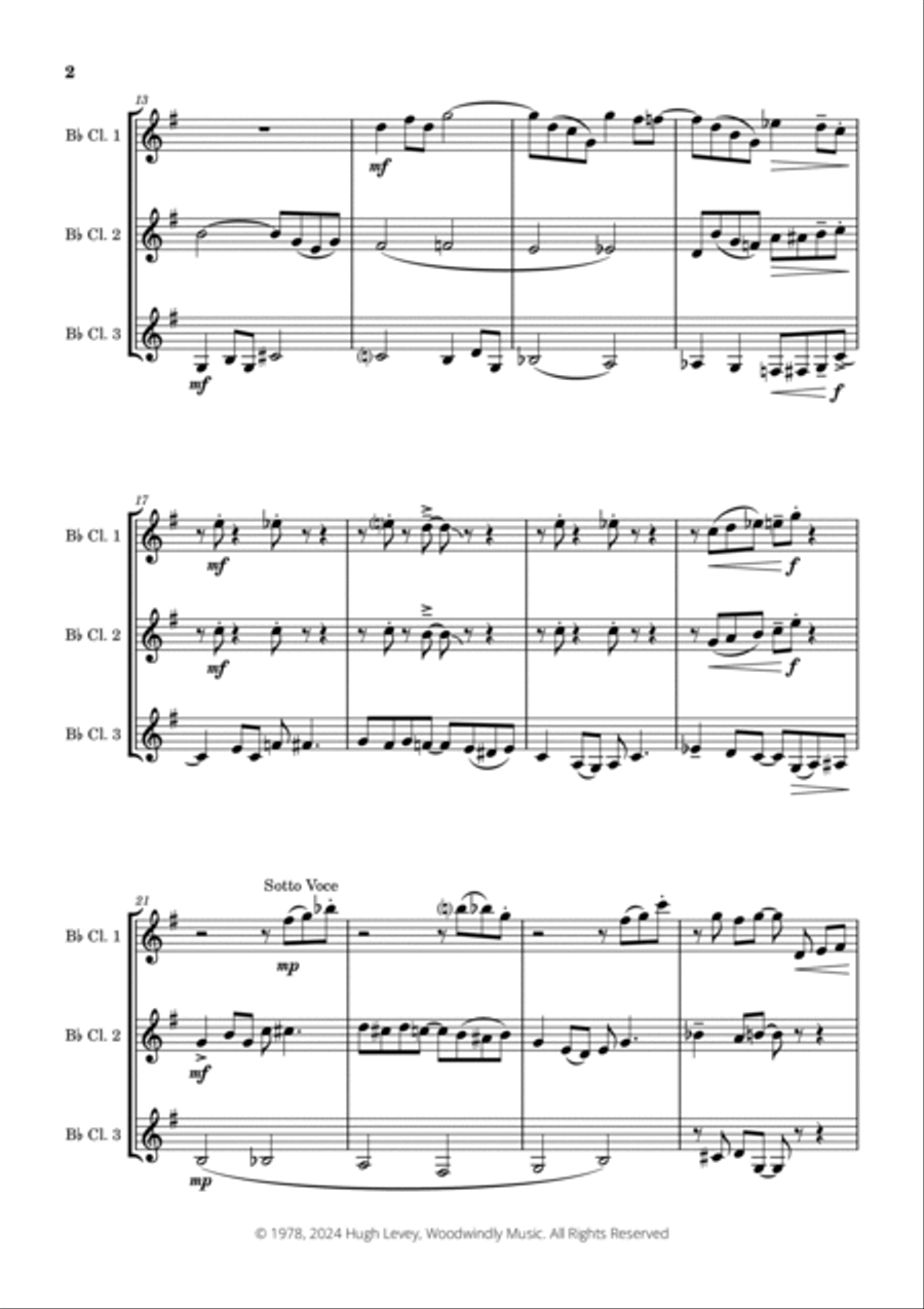 Fugue in Blue for 3 Clarinets Clarinet Trio scores gallery preview page 4