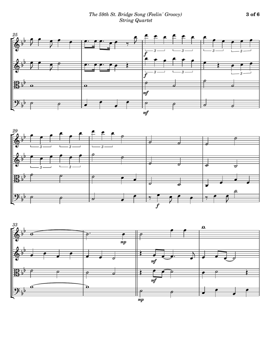 The 59th Street Bridge Song (feelin' Groovy) String Quartet scores gallery preview page 3