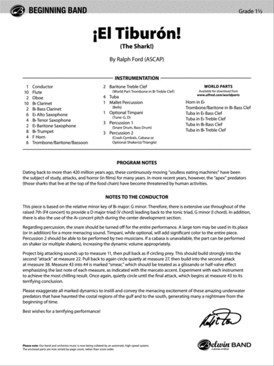 ¡El Tiburón!: Score Concert Band scores gallery preview page 1