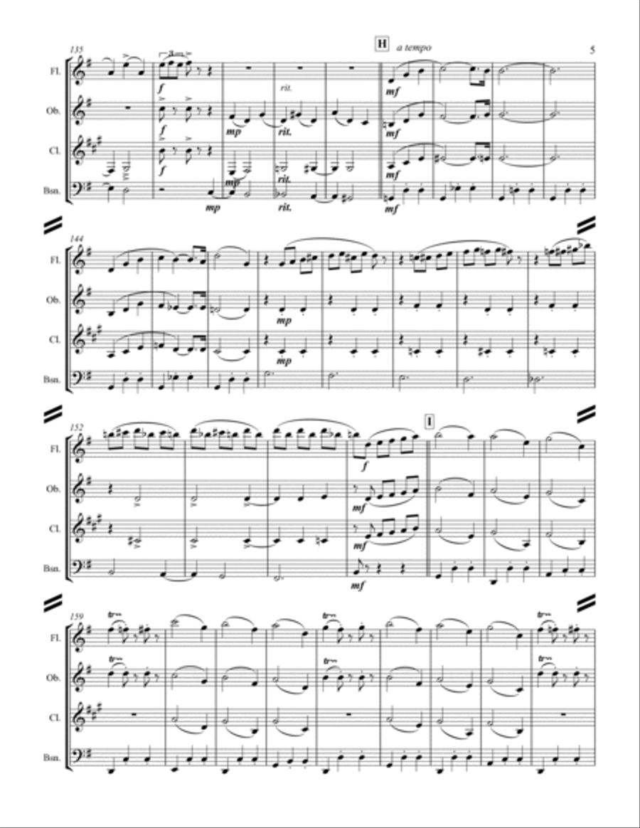 The Nutcracker Suite - 8. Waltz of the Flowers (for Woodwind Quartet) Woodwind Quartet scores gallery preview page 6