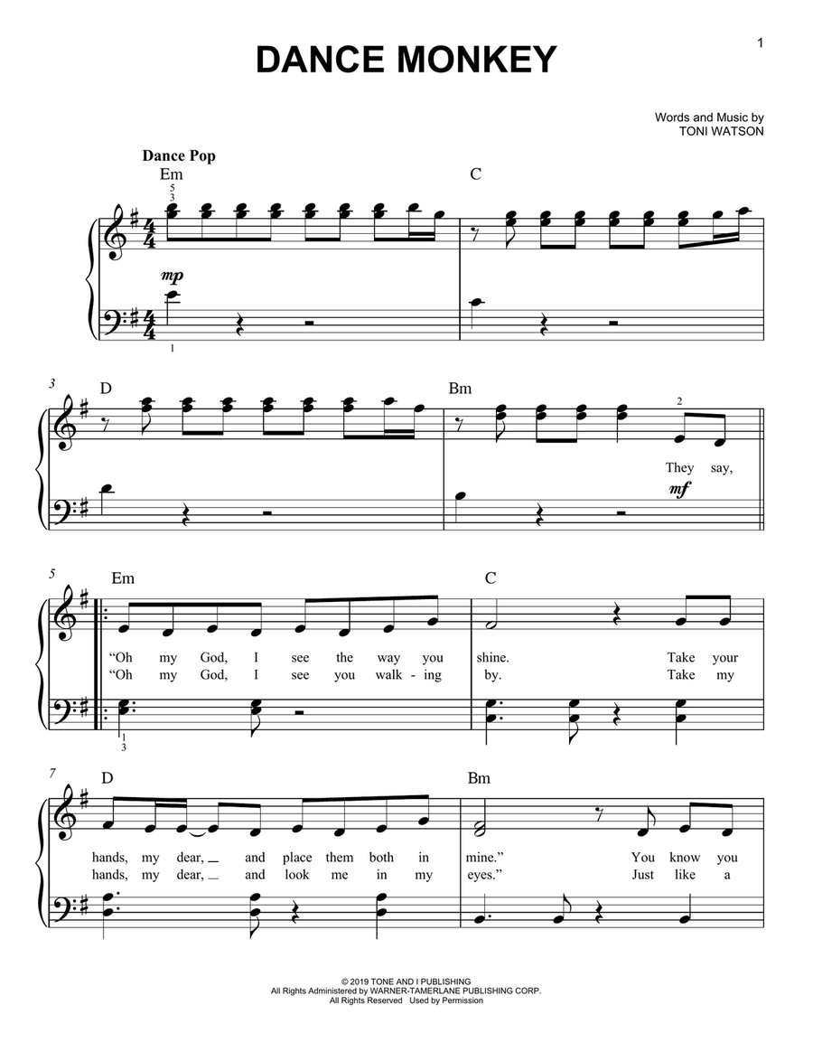 Dance monkey saxophone sheet music outlet