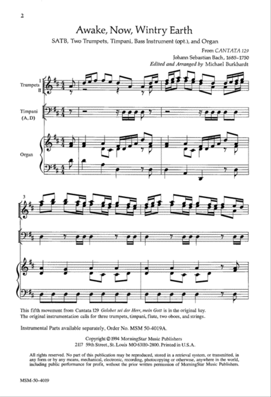 Awake, Now, Wintry Earth 4-Part scores gallery preview page 2