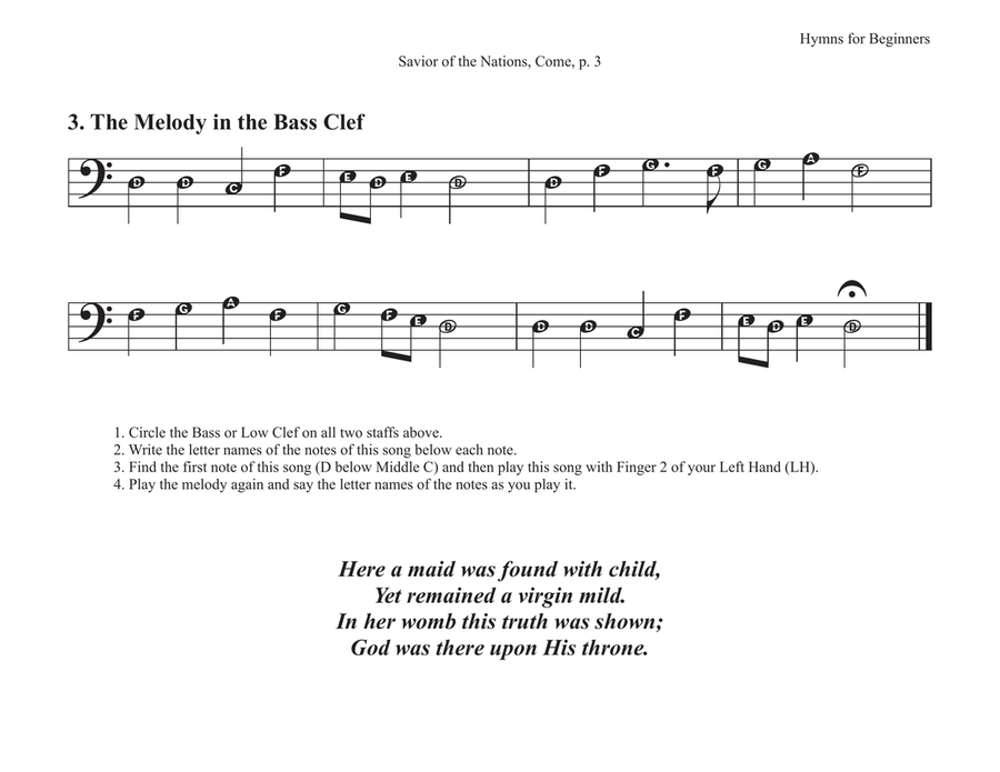 Savior of the Nations, Come (Hymns for Beginners) Piano Method scores gallery preview page 4