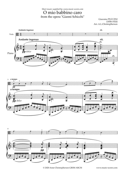 O Mio Babbino Caro - Viola and Piano image number null