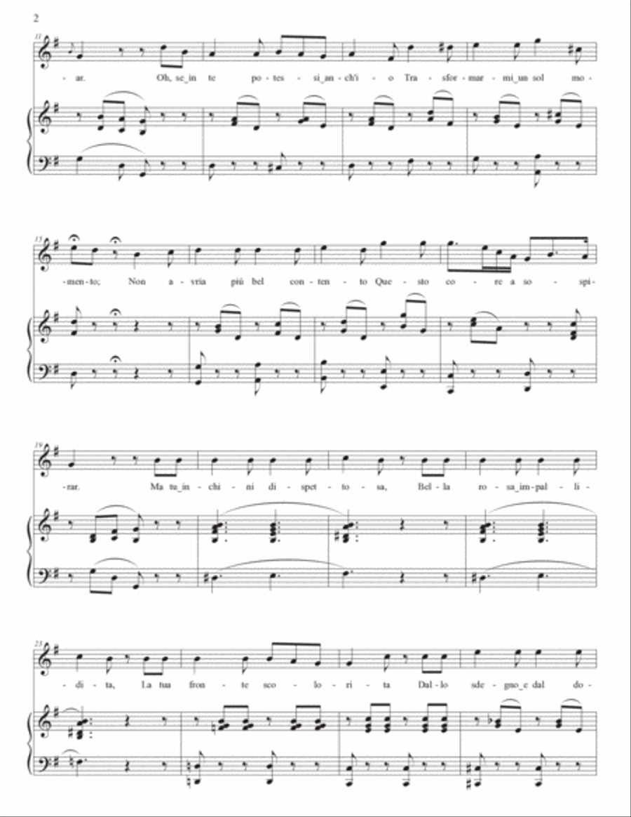 BELLINI: Vanne, o rosa fortunata (transposed to 7 keys: G, G-flat, F, E, E-flat, D, D-flat major) Voice scores gallery preview page 3