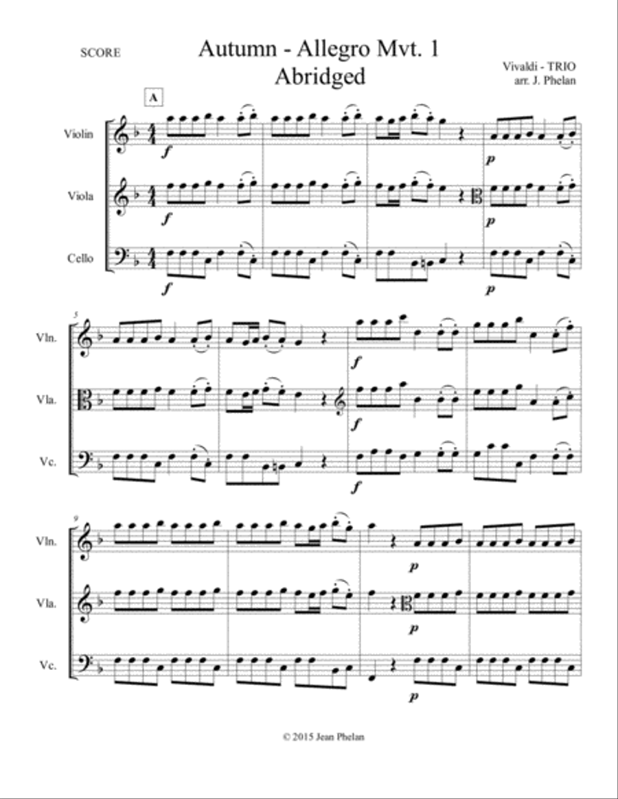 Autumn - Allegro mvt.1 TRIO (Violin, Viola /Violin2, Cello) String Trio scores gallery preview page 2